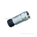 F Compression Connector, Made of Copper, Zinc, Nickel and Gold Plating